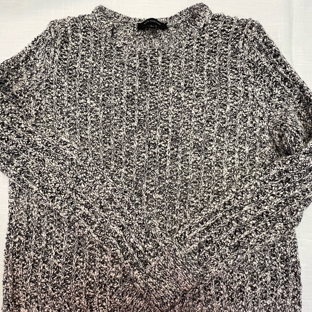 Ann Taylor Open Knit Black/White Chunky Sweater